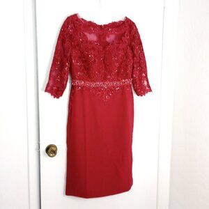 JJs House Burgundy Embellished Occasion Dress